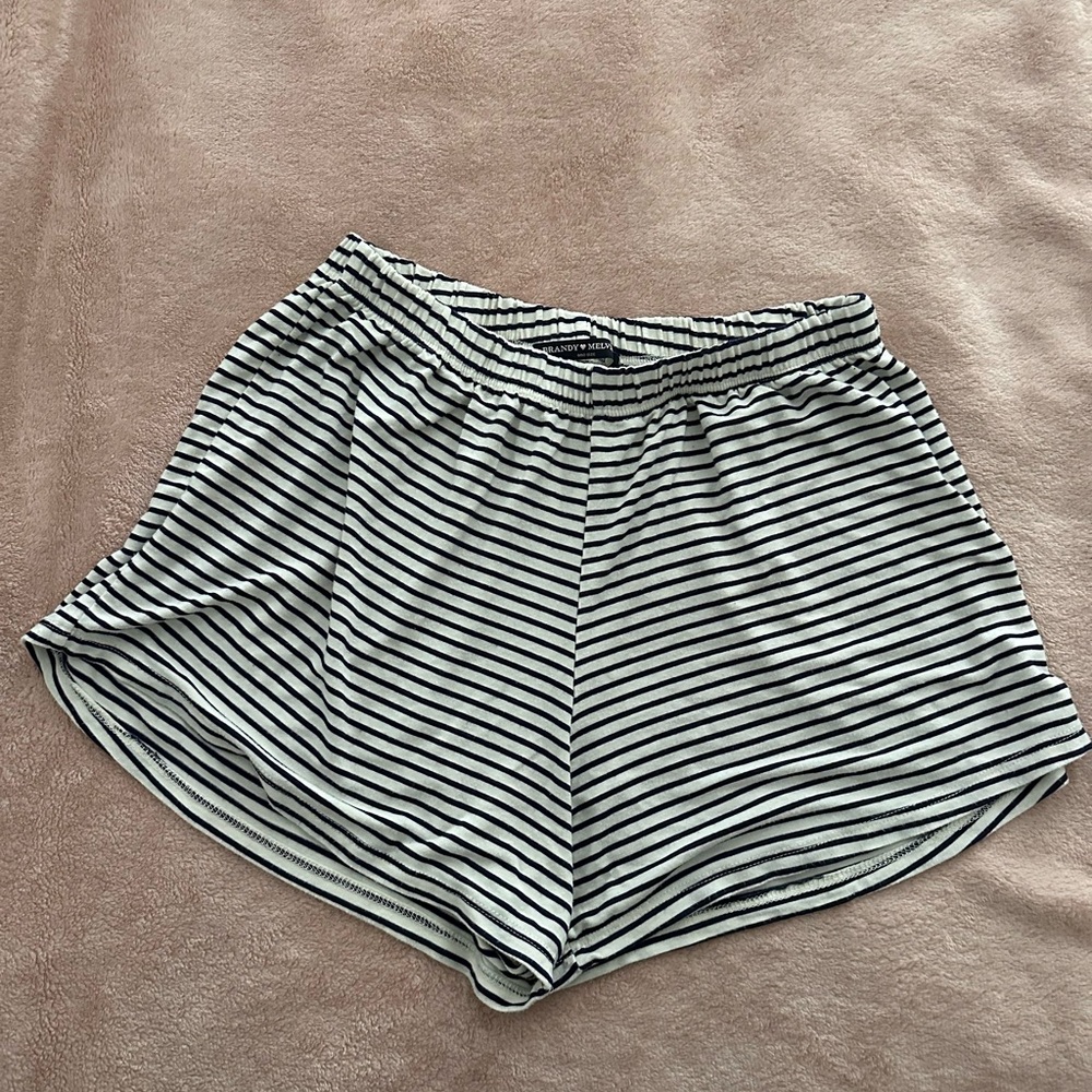 Brandy Melville Navy and White Striped Shorts